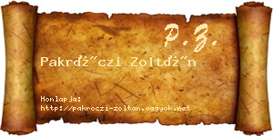 Pakróczi Zoltán névjegykártya